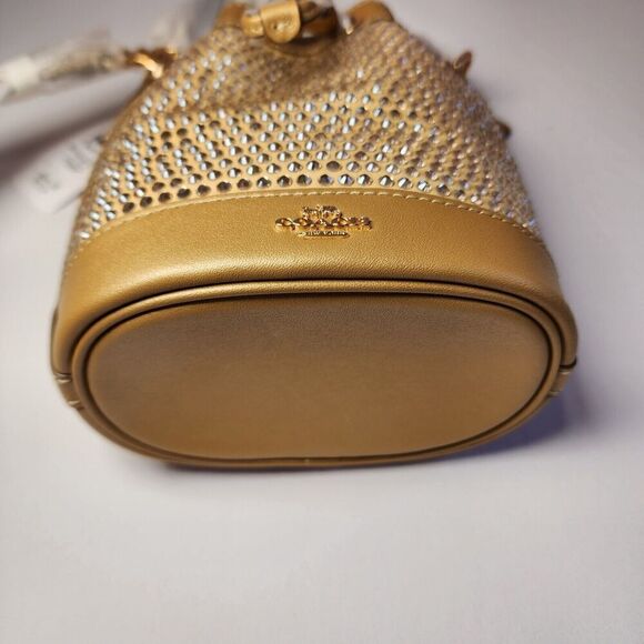 NWT COACH CW301 Mini Bucket Bag Crystal YELLOW GOLD - Picture 6 of 6